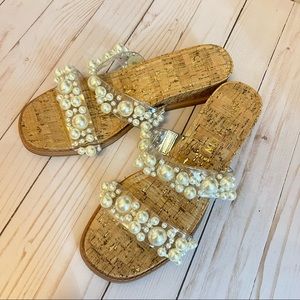 Anne Klein Bells Wedge Pearls Bridal Sandal 👡💍